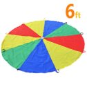 Sonyabecca 6ft 8ft Kids Play Parachute, Parachute for Kids, Parachute Game, Parachute with Handles, 6ft 8ft with 9 Handles
