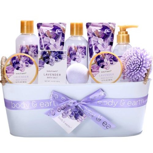 Spa Bath Gift Basket for Women, 12 Pcs Body & Earth Lavender Scent Gift Set , Holiday Beauty Bath and...