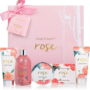 Spa Gift Sets for Women, 6 Pcs Rose Bath and Body Set, Beauty Holiday Valentines Day Gifts for Her