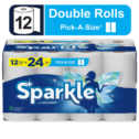 Sparkle Pick-A-Size Paper Towels, 12 Double Rolls, White, Everyday Value Paper Towel