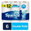 Sparkle Pick-A-Size Paper Towels, White, 6 Double Rolls = 12 Regular Rolls, 126 2-Ply Sheets Per Roll