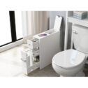 Spirich Slim Bathroom Storage Cabinet, Free Standing Toilet Paper Holder, Bathroom Cabinet Slide Out Drawer Storage,White