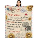 SPXUBZ To Sister Gifts Sunflower Sister Throw Blanket Birthday Gifts for Sister Women's Day Mother's Day Gifes