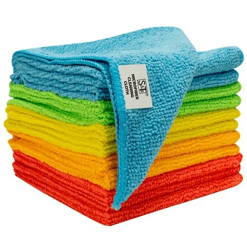 S&T INC. Microfiber Cleaning Cloths, Reusable and Lint Free Cloth Towels for Home, Kitchen and Auto, Assorted Color, 11.5 Inch...
