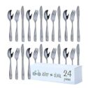 Stainless Steel Kids Silverware Set - 24-Piece Toddler Utensils with 8 Forks, 8 Spoons and 8 Kid-Friendly Knives - Flatware...