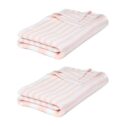Star Linen Striped Pink Cotton Beach Towel Set (3 Piece)