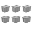 Sterilite 18 Gal. Tuff1 Tote Plastic Storage Boxes, Cement, 6 Count