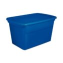 Sterilite 30 Gallon Plastic Stackable Storage Tote Container Box, Blue (12 Pack)