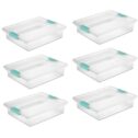 Sterilite Large File Clip Box Clear Storage Containers w/ Lid (6 Pack) 19638606