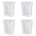 Sterilite Rectangular LiftTop Laundry Hamper Plastic, White, Set of 4