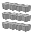 Sterilite Tuff1 18 Gallon Plastic Storage Tote Container Bin w/ Lid, 12 Ct