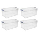 Sterilite 105 Qt. Latch Box Plastic, Stadium Blue, Set of 4