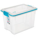 Sterilite 20 Qt. Clear Gasket Storage Box, Blue Latches with Clear Lid