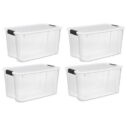 Sterilite 70 Qt Plastic Stackable Storage Bin with Latching Lid, (4 Pack)