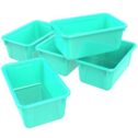 Storex Plastic Cubby Bin, Kids' Craft and Supply Storage, Teal, 5-Pack