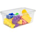 Storex Small Portable Cubby Bin with Cover, Translucent, 5-Pack