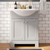 Style Selections Euro 24-in Gray Single Sink Bathroom Vanity with White Cultured Marble Top on Sale At Lowe’s