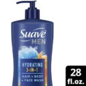Suave Men 3-in-1 Hair, Face and Body Wash, Liquid Body Wash, All Day Fresh Scent, 28 oz