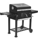 SUGIFT 24-inch Charcoal BBQ Grill with 2 Folding Side Shelves, Black
