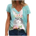 Summer Savings Clearance! Yievot Easter Gift V-Neck Shirts For Women Mother's Day Mom Bunny Letter Graphic T Shirts Casual Tops...