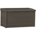 Suncast Outdoor 50 Gallon Resin Deck Box with Seat, Java Brown