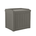 Suncast 22 Gallon Outdoor Patio Small Deck Box with Storage Seat, Resin, Stone, 22 in D x 20.5 in H...