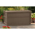 Suncast 50-Gallon Outdoor Resin Deck Box and Seat for Patio, Mocha Brown (L x W x H) 41 x 22...