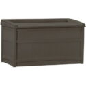 Suncast 50 gal Outdoor Deck Storage Box, Resin, with Seat, Java Brown, 21 in D x 41 in H x...