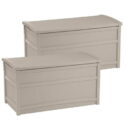 Suncast DB5000 50 Gallon Outdoor Storage Resin Patio Deck Box, Taupe (2 Pack)