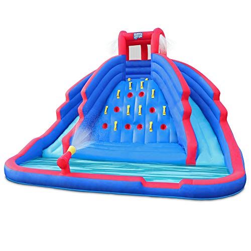 SUNNY & FUN Ultra Climber Inflatable Water Slide Park – Heavy-Duty for Outdoor Fun - Climbing Wall, Two Slides &...