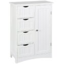 SuperDeal Wooden Freestanding Floor Cabinet Storage Organizer/Shelf with 4 Drawers and 1 Cupboard White