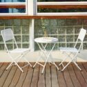 SYNGAR 3 Piece Patio Set, Outdoor Folding Bistro Set, Balcony Conversation Set with Folding Round Table and Chairs, Patio Metal...