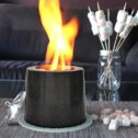 Tabletop Fire Pit. Upgraded Original Marble Portable Tabletop Fireplace with A Lid & A Mat. Indoor Fire Pit Burning Bowl...