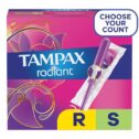 Tampax Radiant Tampons Duo Pack Regular/Super Absorbency, Unscented, 38 Ct