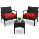 Tappio Outdoor Furniture 3 Piece Patio Bistro Furniture Set, Rattan Conversation Chairs Set with Side Table and Cushions, Patio Furniture...