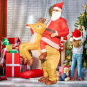 Taylongift Christmas Black X Friday Santa Claus Ride A Reindeer Inflatable Costume For Adults Funny Blow Up Christmas Suit Fancy...