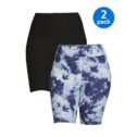 Terra & Sky Women's Plus Size Biker Shorts, 2-Pack