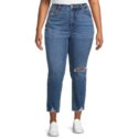 Terra & Sky Women's Plus Size Vintage Crop Denim Jeans