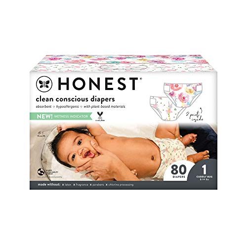 The Honest Company Clean Conscious Diapers, Rose Blossom + Tutu Cute, Size 1, 80 Count Club Box