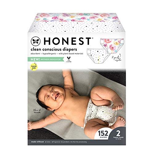 The Honest Company Clean Conscious Diapers, Young At Heart + Rose Blossom, Size 2, 152 Count Super Club Box