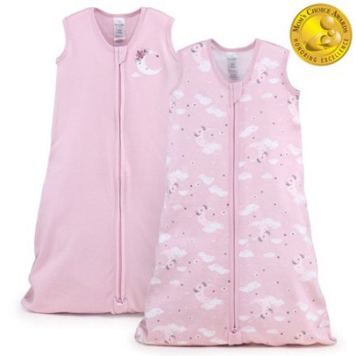 The Peanutshell Baby Sleep Sacks, Wearable Blankets for Girls, Pink Celestial, 0-6 Months, 2-Pack