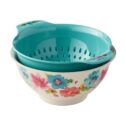 The Pioneer Woman 3-Piece Melamine Bowl and Colander Set, Cheerful Rose