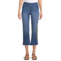 The Pioneer Woman Pull-On Embroidered Cropped Jeans, Women's