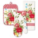 The Pioneer Woman Sweet Rose 3-Piece Kitchen Set: Kitchen Towel, Oven Mitt & Pot Holder