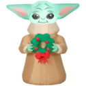 The Child from Star Wars Holding Wreath, 3.5 Feet Tall