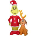 The Grinch with His Dog Max Christmas Inflatable Indoor/Outdoor Decoration 4 ft Tall