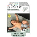 The Honest Company, Clean Conscious Disposable Baby Diapers, Giraffes & Pandas Prints, Size 2, 116 Count (Select for More Options)