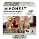 The Honest Company, Clean Conscious Disposable Baby Diapers, Size 4, 84 Count (Select for More Options)