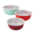 The Pioneer Woman Festive Forest 6-Piece Embossed Melamine Serving Bowl Set with Lids