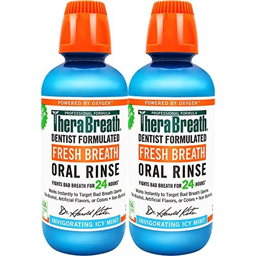 TheraBreath Fresh Breath Dentist Formulated Oral Rinse, Icy Mint, 16 Ounce (Pack of 2)